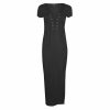 The Best Women Casual Scoop Neck Short Sleeve Bodycon Dress Ladies Summer Holiday Party Long Split Dress Sundress Online - Hplify