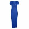 The Best Women Casual Scoop Neck Short Sleeve Bodycon Dress Ladies Summer Holiday Party Long Split Dress Sundress Online - Hplify