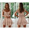 The Best Women Casual Summer Boho High Waist Short Mini Dress Frill Lady Short Sleeve Holiday Beach Dress Sundress New Online - Hplify