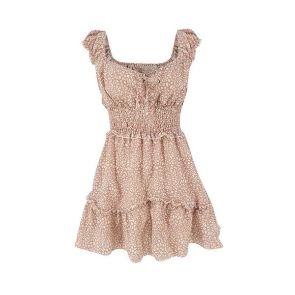 The Best Women Casual Summer Boho High Waist Short Mini Dress Frill Lady Short Sleeve Holiday Beach Dress Sundress New Online - Hplify