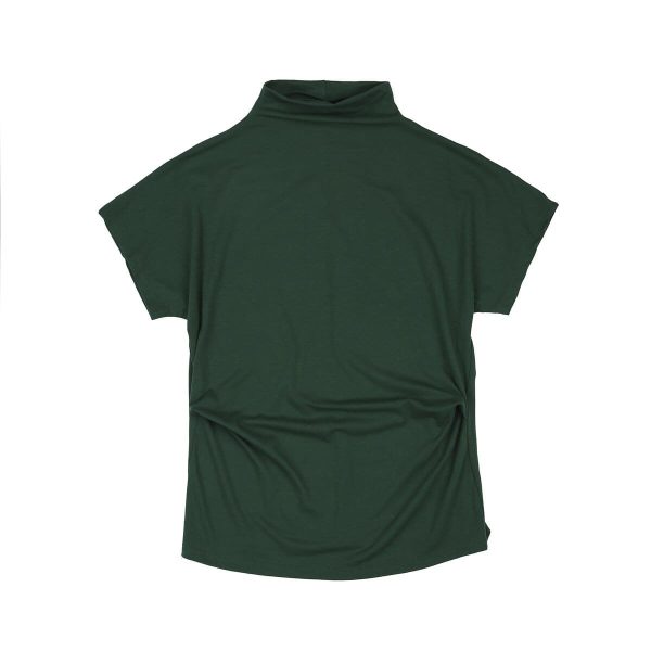 The Best Women Casual Summer T Shirt Short Batwing Sleeve Loose Tops Solid Black Gray Turtleneck Tee Shirt T-Shirts Ladies Tees Tops Online - Hplify