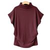 The Best Women Casual Summer T Shirt Short Batwing Sleeve Loose Tops Solid Black Gray Turtleneck Tee Shirt T-Shirts Ladies Tees Tops Online - Hplify