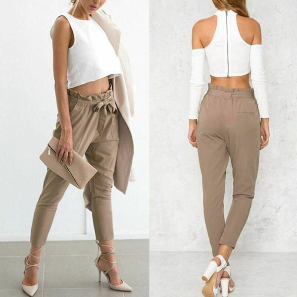 The Best Women Casual Sweatpants Jogger Dance Harem Pants Sports Baggy Slacks Pleated High Waist Loose Long Trousers Online - Hplify