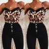 The Best Women Casual V Neck Leopard Print Lace Camisole Ladies Summer Holiday Tank Vest Blouse Cami Crop Tops New Online - Hplify