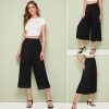 The Best Women Chiffon Elegant High Rise Piped Palazzo Pants Ladies Summer Casual Wide Leg Harem Loose Long Trousers Online - Hplify