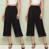 The Best Women Chiffon Elegant High Rise Piped Palazzo Pants Ladies Summer Casual Wide Leg Harem Loose Long Trousers Online - Hplify