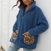 The Best Women Coats And Jackets Plus Size Leopard Pocket Winter Warm Fleece Coats Online - Hplify
