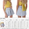 The Best Women Cotton&Linen Tennis High Waist Knot Skater Striped Pleated Flared A Line Circle Elastic Stretch Waist Short Mini Skirt Online - Hplify