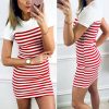 The Best Women Crew Neck Striped Short Sleeve Slim Fit T-shirt Dress Summer Ladies Casual Bodycon Mini Dresses Sundress Online - Hplify