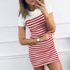 The Best Women Crew Neck Striped Short Sleeve Slim Fit T-shirt Dress Summer Ladies Casual Bodycon Mini Dresses Sundress Online - Hplify