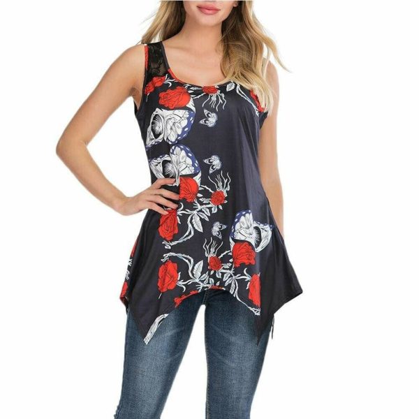 The Best Women Crew Neck Tops Shirt Fashion Ladies Loose Tunic Casual Blouse Vest Summer Beach Holiday Tank Top Plus Size Online - Hplify