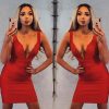 The Best Women Dress Ladies Deep V-neck Sleeveless Bandage Bodycon Evening Party Club Short Mini Dress Online - Hplify