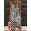 The Best Women Dress Striped Sundress Summer Holiday Beach Midi Dress Online - Hplify