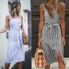 The Best Women Dress Striped Sundress Summer Holiday Beach Midi Dress Online - Hplify