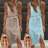 The Best Women Dress Striped Sundress Summer Holiday Beach Midi Dress Online - Hplify