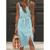 The Best Women Dress Striped Sundress Summer Holiday Beach Midi Dress Online - Hplify