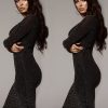 The Best Women Dresses Black Long Sleeve Lady Slim sexy Club Party Mini Dress Office Shining Glitter Turtleneck Bodycon Online - Hplify