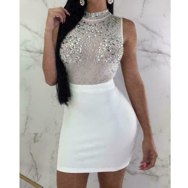 The Best Women Evening Party Dress Bandage Bodycon Sleeveless Clubwear Ladies Summer Short Slim Fit Mini vestidos Dress Sundress Online - Hplify