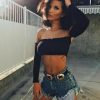 The Best Women Fashion Crop Top Off Shoulder Slash Neck Frill Long Sleeve Knitted Holiday Beach Club Party Tops T-shirts Online - Hplify