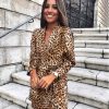 The Best Women Fashion Leopard Loose Mini Dress Elegant Long Sleeve V Neck Ladies party Club Streetwear Dames Autumn Clothes Online - Hplify