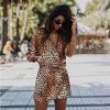 The Best Women Fashion Leopard Loose Mini Dress Elegant Long Sleeve V Neck Ladies party Club Streetwear Dames Autumn Clothes Online - Hplify