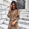 The Best Women Fashion Leopard Loose Mini Dress Elegant Long Sleeve V Neck Ladies party Club Streetwear Dames Autumn Clothes Online - Hplify