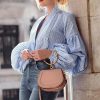 The Best Women Fashion Long Puff Sleeve Blouse Formal Pullover Jumper Crop Tops Casual Loose Stripes Shirt Women Clothing Online - Hplify