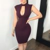 The Best Women Fashion Summer Party Dress Wine Red Sleeveless Bodycon Hollow Out Backless Lace Skinny Short Mini Dress S-XL Online - Hplify