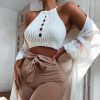 The Best Women Fashion Summer Sleeveless Hollow Out Tanks Tops Vest Blouse Solid Casual Crop Cami Camisole Short Top Online - Hplify