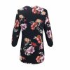 The Best Women Floral Print Chiffon Blouse Three Quarter V-Neck Casual Tops Online - Hplify