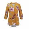 The Best Women Floral Print Chiffon Blouse Three Quarter V-Neck Casual Tops Online - Hplify
