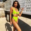 The Best Women Fluorescent Push-up Padded Underwire Bra High Waist Bandage Bikini Set Swimwear Swimsuit Bathing Beachwear Online - Hplify