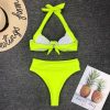 The Best Women Fluorescent Push-up Padded Underwire Bra High Waist Bandage Bikini Set Swimwear Swimsuit Bathing Beachwear Online - Hplify