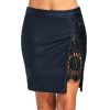 The Best Women Formal Lace Leather High Waist Short Skirt OL Ladies Summer Casual Bodycon Slim Mini Skirt Pencil Sundress Online - Hplify