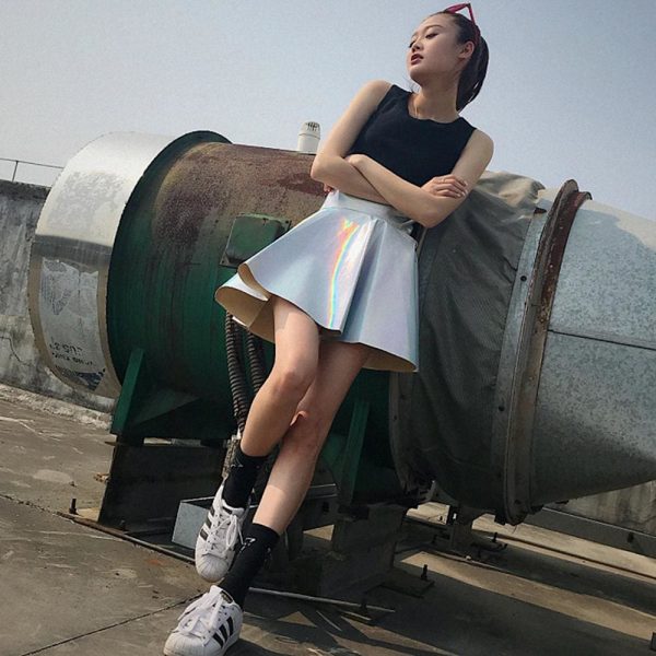 The Best Women Girls Leather Short Skirt Fashion Cheerleader Costume High Waist Mini Skater Casual Party Short Skirt Online - Hplify