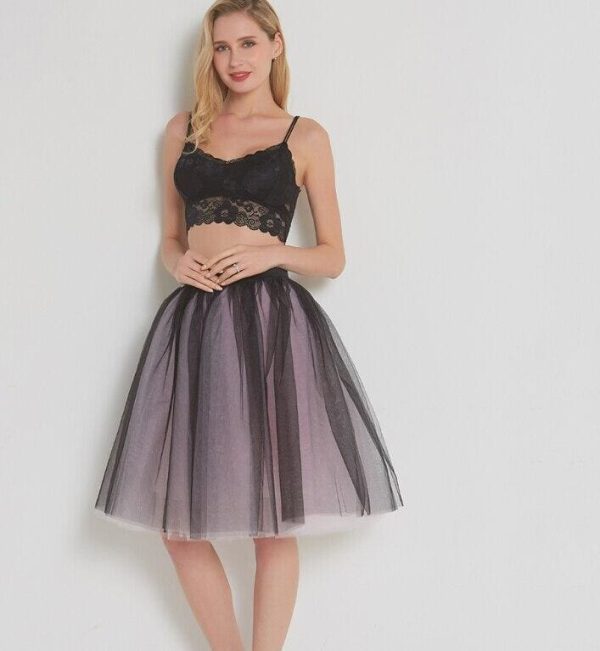 The Best Women Gradient Suspender Skirt Ladies Casual Elastic High Waist Five Layer Veil  Mesh Tulle Skirt Summer Evening Party Sundress Online - Hplify