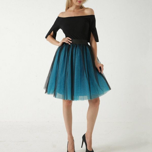 The Best Women Gradient Suspender Skirt Ladies Casual Elastic High Waist Five Layer Veil  Mesh Tulle Skirt Summer Evening Party Sundress Online - Hplify