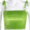 The Best Women Green Strap Bandeau Stretch Short Vest Crop Ladies Summer Beach Sleeveless Top Holiday Clothes Online - Hplify