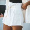 The Best Women High Waist Bowknot Tie Belt Shorts New Fashion Ladies Solid Casual Summer Beach Button Short Trousers Online - Hplify