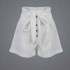 The Best Women High Waist Bowknot Tie Belt Shorts New Fashion Ladies Solid Casual Summer Beach Button Short Trousers Online - Hplify