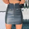 The Best Women High Waist PU Leather Bodycon Mini Skirt Ladies Evening Party Zipper Skirt Online - Hplify