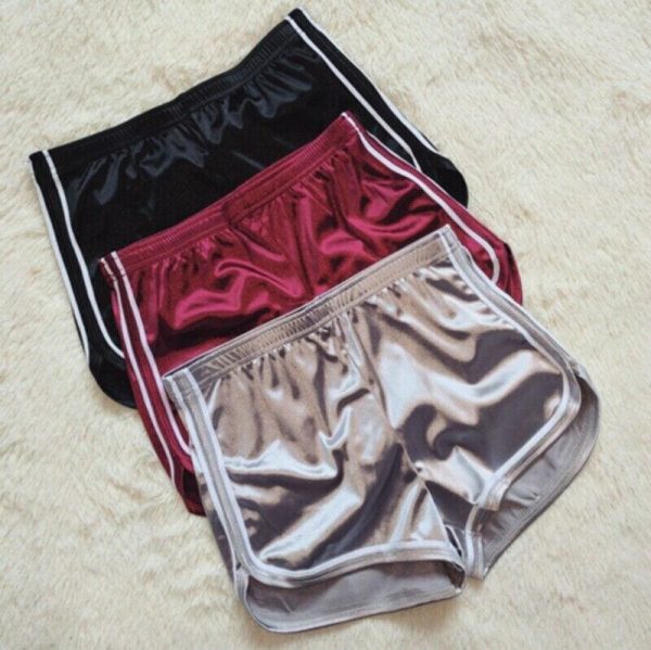 The Best Women High Waist Summer Satin Sport Casual Beach Running Slim Shorts Ladies Solid Gym Fitness Hot Trousers Workout Online - Hplify