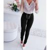 The Best Women High Waisted Stretchy Skinny Trousers Slim Fitted Casual Long Pencil Pants Solid Color Elastic Legging Bottoms Online - Hplify