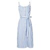 The Best Women Holiday Strappy Button Stripe Dress New Fashion Summer Ladies Beach Casual Sleeveless High Waist Sun Dress Hot Online - Hplify
