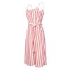 The Best Women Holiday Strappy Button Stripe Dress New Fashion Summer Ladies Beach Casual Sleeveless High Waist Sun Dress Hot Online - Hplify