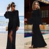 The Best Women Hollow Knitted Beach Long Sleeve Dress Ladies Swimwear Bathing Suit Online - Hplify