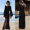 The Best Women Hollow Knitted Beach Long Sleeve Dress Ladies Swimwear Bathing Suit Online - Hplify