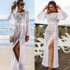 The Best Women Hollow Knitted Beach Long Sleeve Dress Ladies Swimwear Bathing Suit Online - Hplify