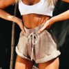 The Best Women Hot Shorts Summer Solid Casual Loose Shorts Bow Beach High Waist Mini Stretch Slim Tight Short Trousers New Online - Hplify