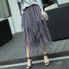 The Best Women Irregular Mesh Tulle Tutu Skirt Elastic High Waist Female Prom Party Casual Layers Pleated Long Maxi Skirt Online - Hplify